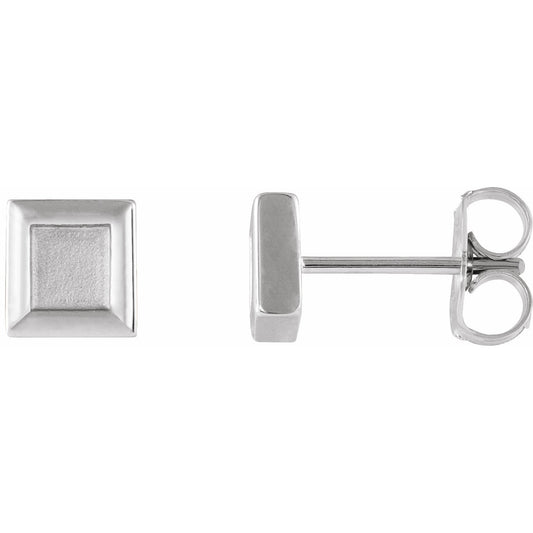 Platinum Square Petite Earrings