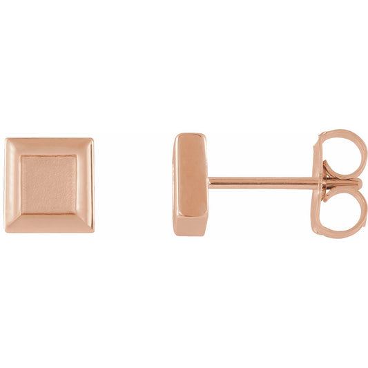 14K Rose Square Petite Earrings