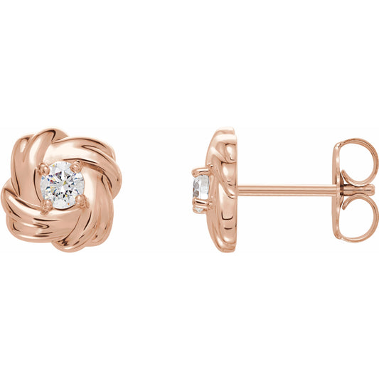 14K Rose 1/5 CTW Diamond Knot Earrings