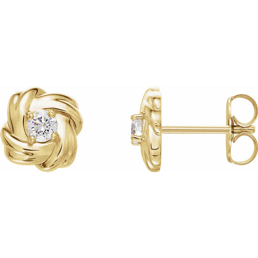 14K Yellow 1/5 CTW Diamond Knot Earrings