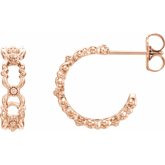 14K Rose Quatrefoil Hoop Earrings