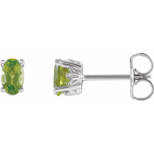 14K White Peridot Earrings