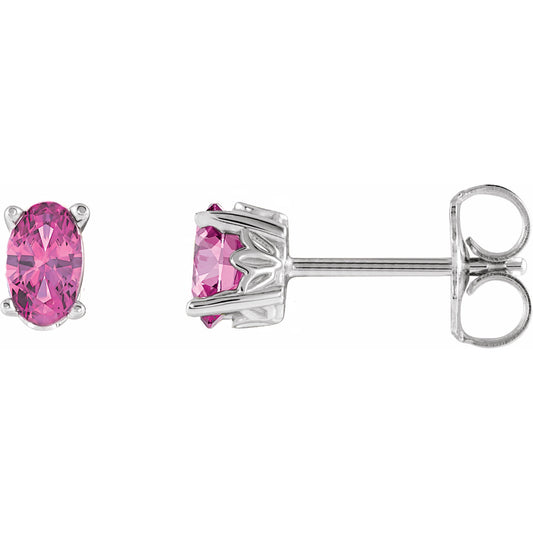 14K White Pink Tourmaline Earrings