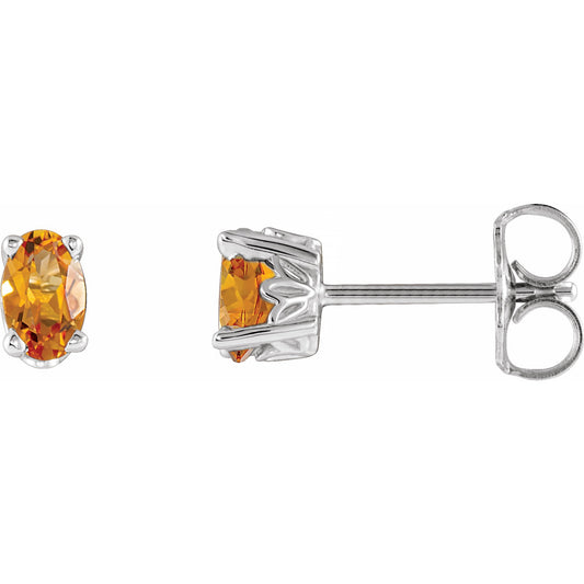 14K White Citrine Earrings