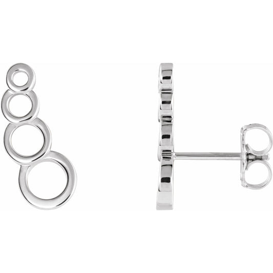 14K White Geometric Ear Climbers