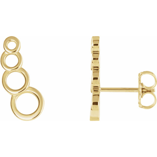 14K Yellow Geometric Ear Climbers