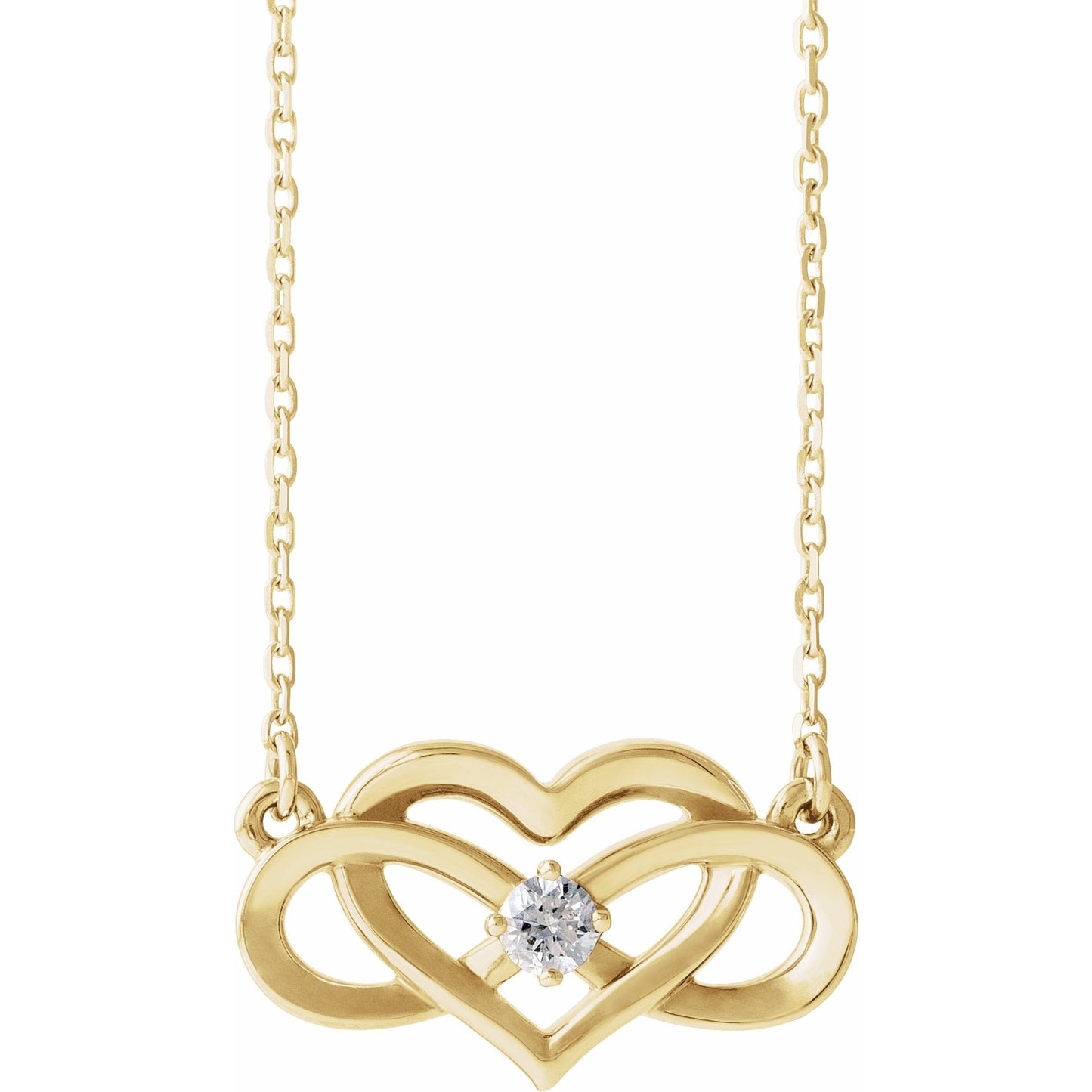 14K Yellow 1/10 CTW Diamond Infinity-Inspired Heart 16-18 Necklace