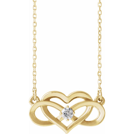 14K Yellow 1/10 CTW Diamond Infinity-Inspired Heart 16-18 Necklace