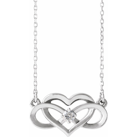 14K White 1/10 CTW Diamond Infinity-Inspired Heart 16-18 Necklace