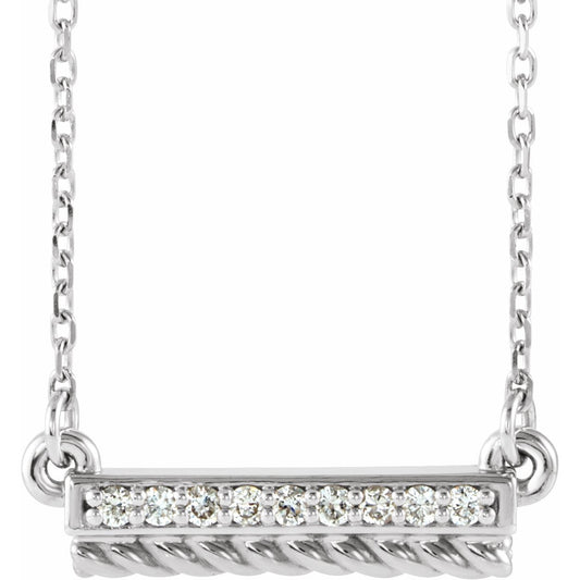 14K White/Yellow .08 CTW Diamond Rope Bar 16-18 Necklace