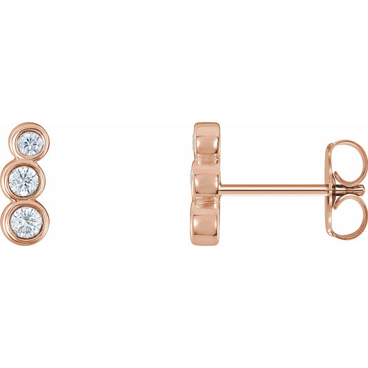 14K Rose .07 CTW Diamond Petite Ear Climbers