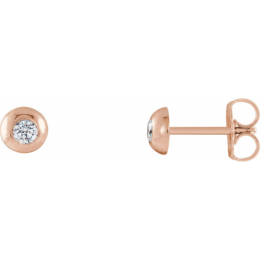 14K Rose 1/8 CTW Diamond Domed Stud Earrings