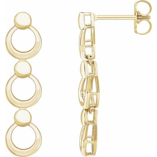 14K Yellow Geometric Dangle Earrings
