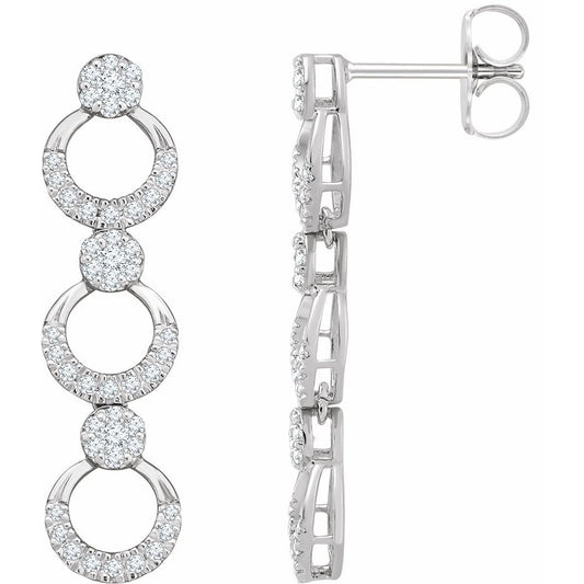 14K White 1/2 CTW Diamond Geometric Dangle Earrings