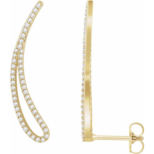 14K Yellow 1/4 CTW Diamond Ear Climbers