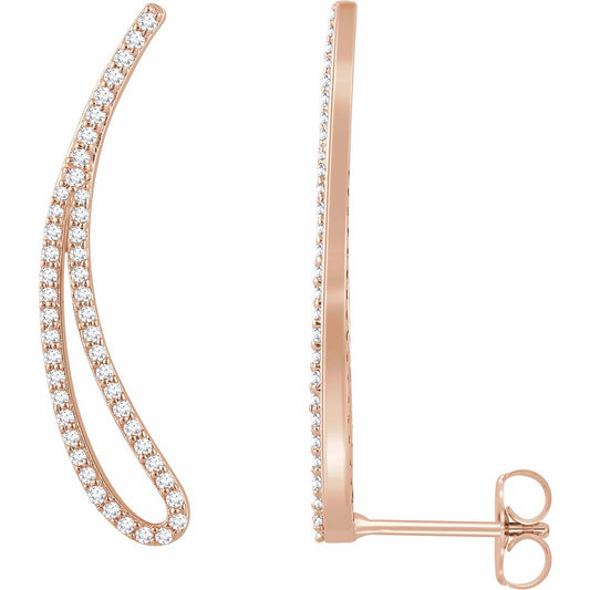 14K Rose 1/4 CTW Diamond Ear Climbers