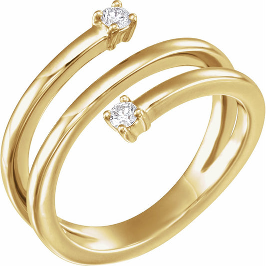 14K Yellow 1/8 CTW Diamond Bypass Ring