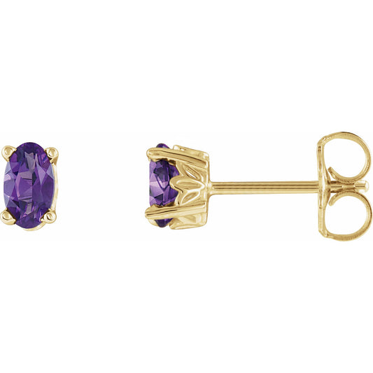 14K Yellow Amethyst Earrings