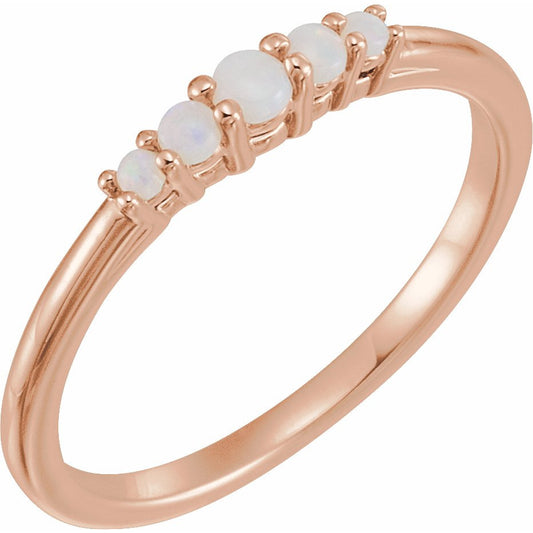 14K Rose Opal Graduated Five-Stone Ring