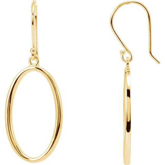 14K Yellow Oval Dangle Earrings