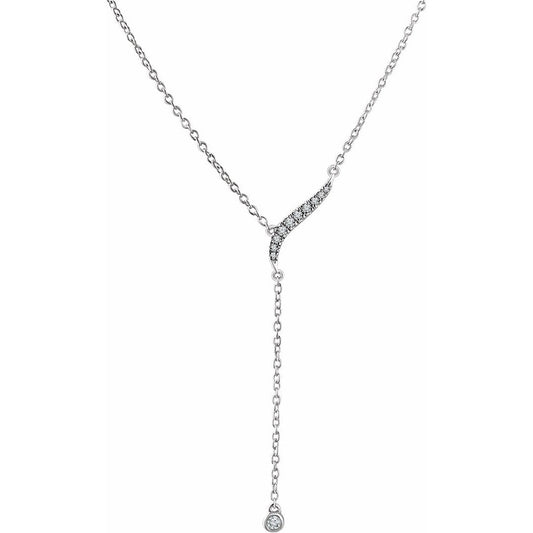 14K White 1/10 CTW Diamond Y 16-18 Necklace