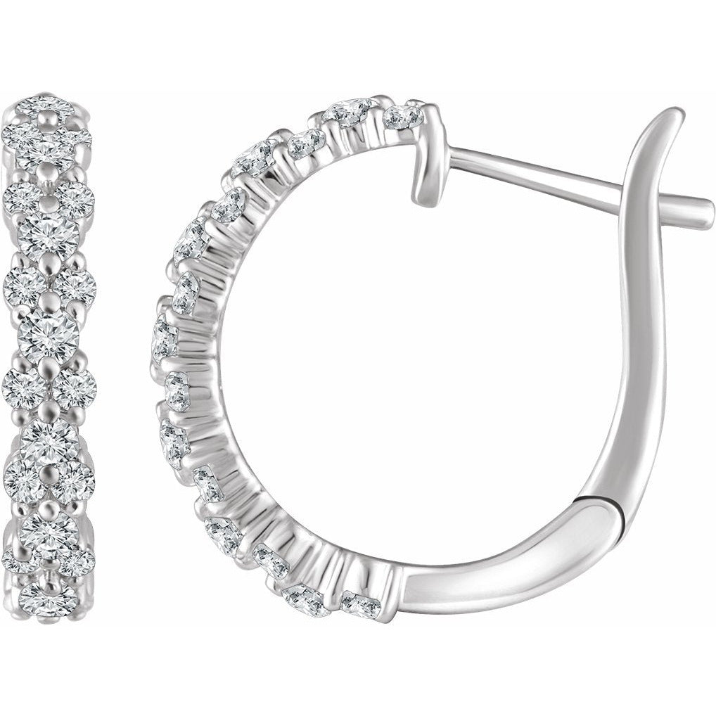 14K White 5/8 CTW Diamond Hoop Earrings