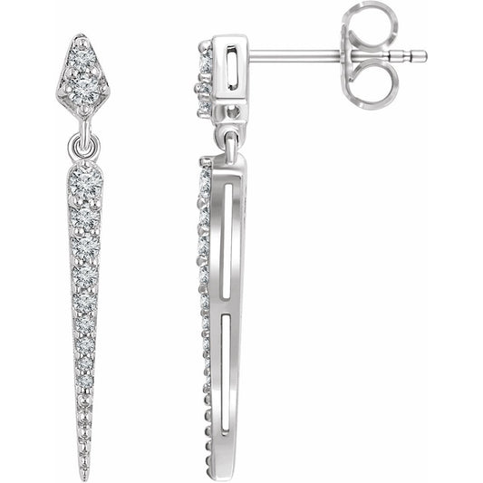 14K White 1/4 CTW Diamond Dangle Earrings
