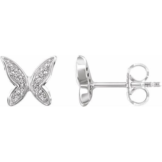14K White .07 CTW Diamond Butterfly Earrings