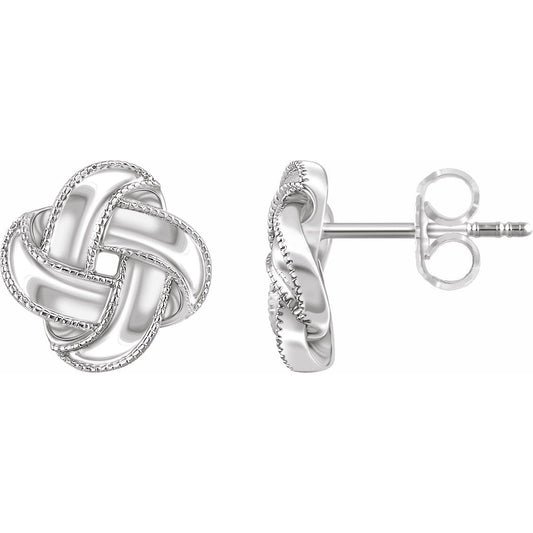 14K White Knot Earrings