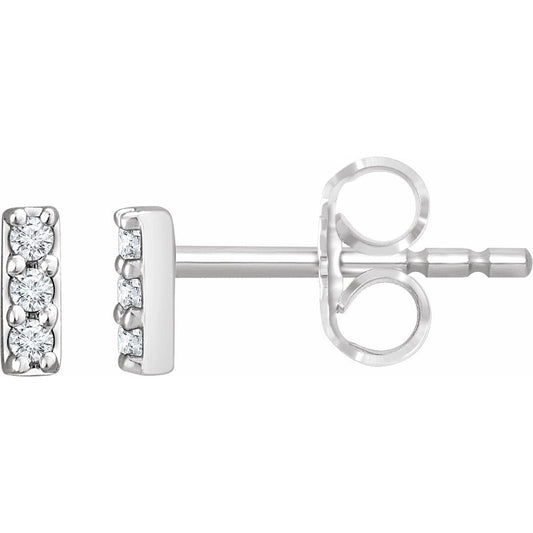 14K White .05 CTW Diamond Bar Earrings