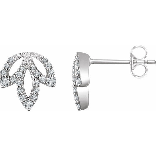 14K White 1/4 CTW Diamond Leaf Earrings