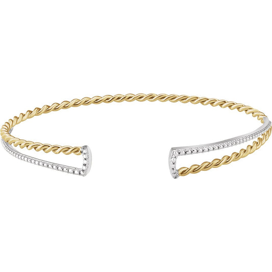 14K Yellow & White Twisted Rope Cuff Bracelet