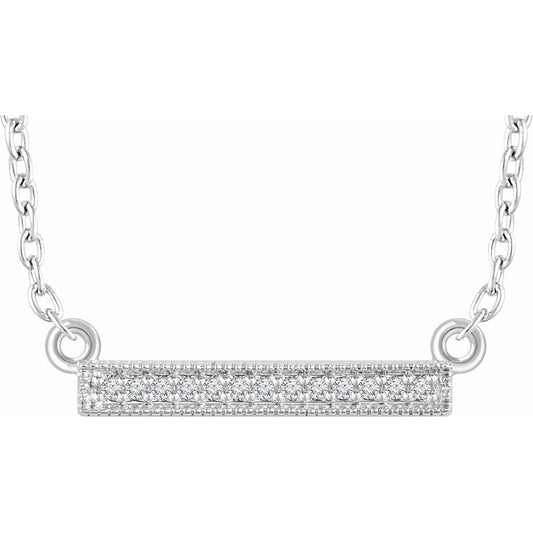 14K White .05 CTW Diamond Bar 16-18 Necklace