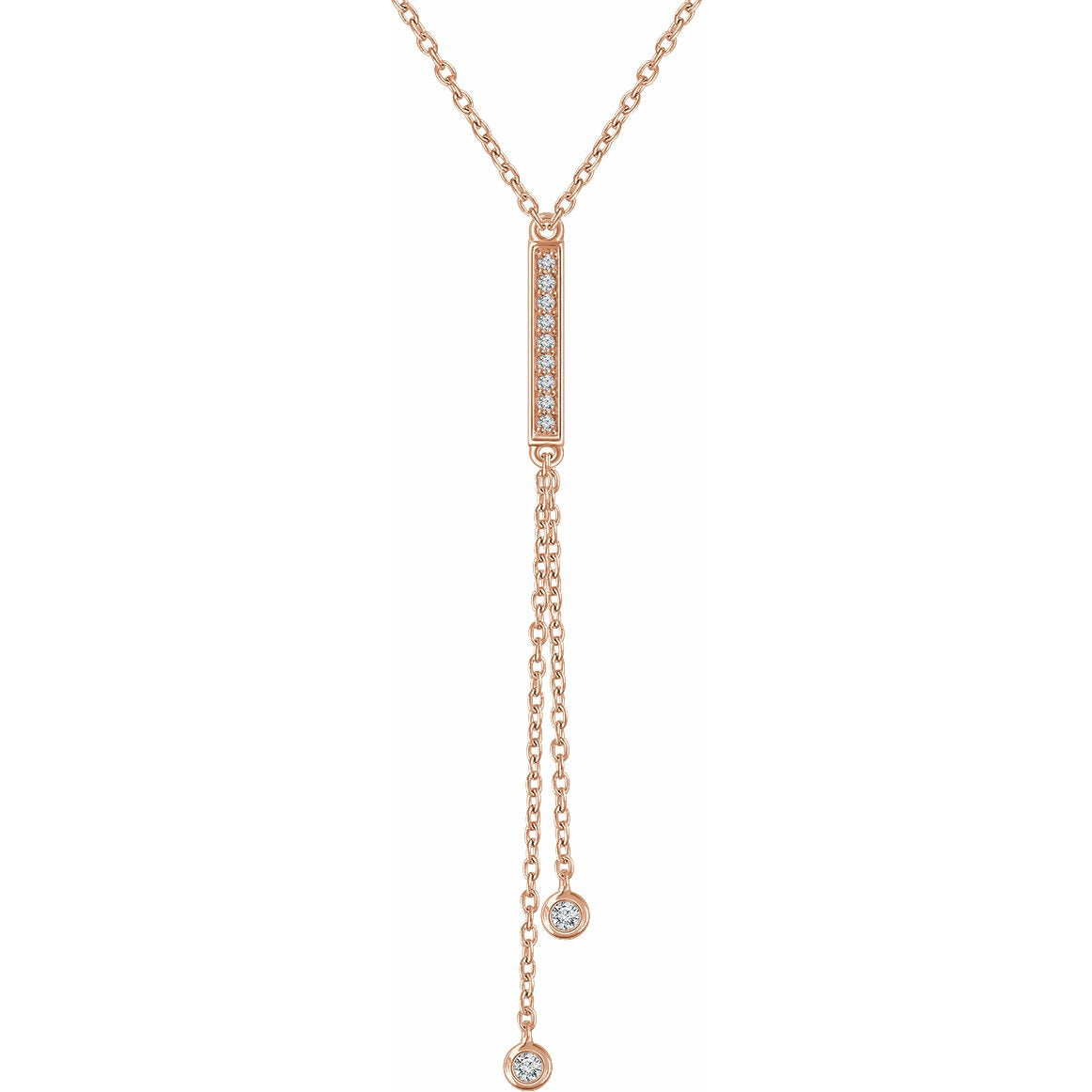 14K Rose 1/10 CTW Diamond Bar Y 16-18 Necklace