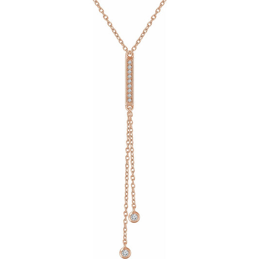 14K Rose 1/10 CTW Diamond Bar Y 16-18 Necklace
