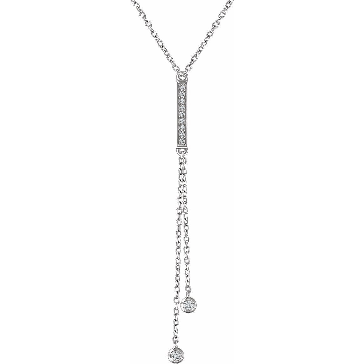 14K White 1/10 CTW Diamond Bar Y 16-18 Necklace
