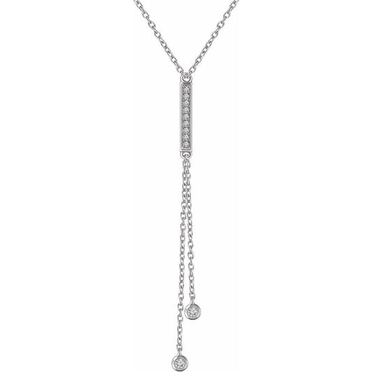 14K White 1/10 CTW Diamond Bar Y 16-18 Necklace