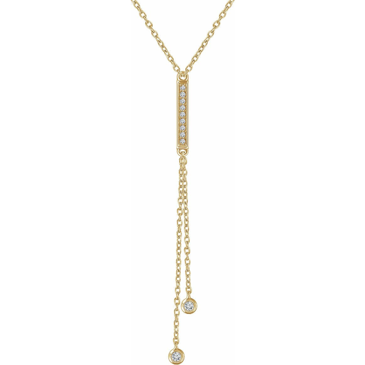 14K Yellow 1/10 CTW Diamond Bar Y 16-18 Necklace