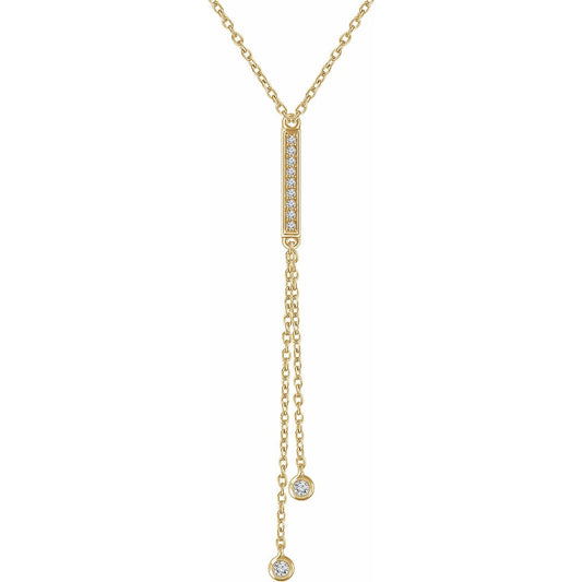 14K Yellow 1/10 CTW Diamond Bar Y 16-18 Necklace