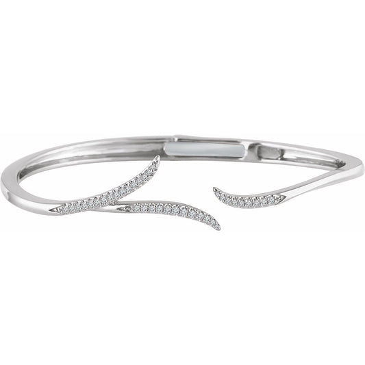 14K White 1/4 CTW Diamond Hinged 7 Bracelet