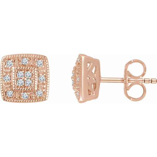 14K Rose 1/10 CTW Diamond Cluster Earrings
