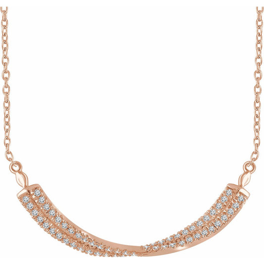 14K Rose 1/4 CTW Diamond Twisted Bar 16-18 Necklace
