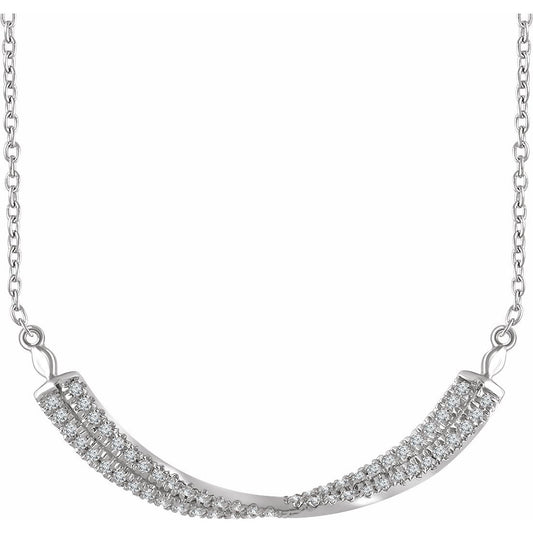 14K White 1/4 CTW Diamond Twisted Bar 16-18 Necklace