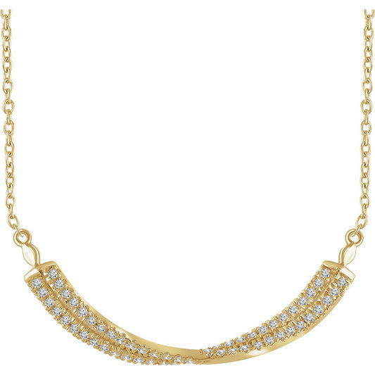 14K Yellow 1/4 CTW Diamond Twisted Bar 16-18 Necklace
