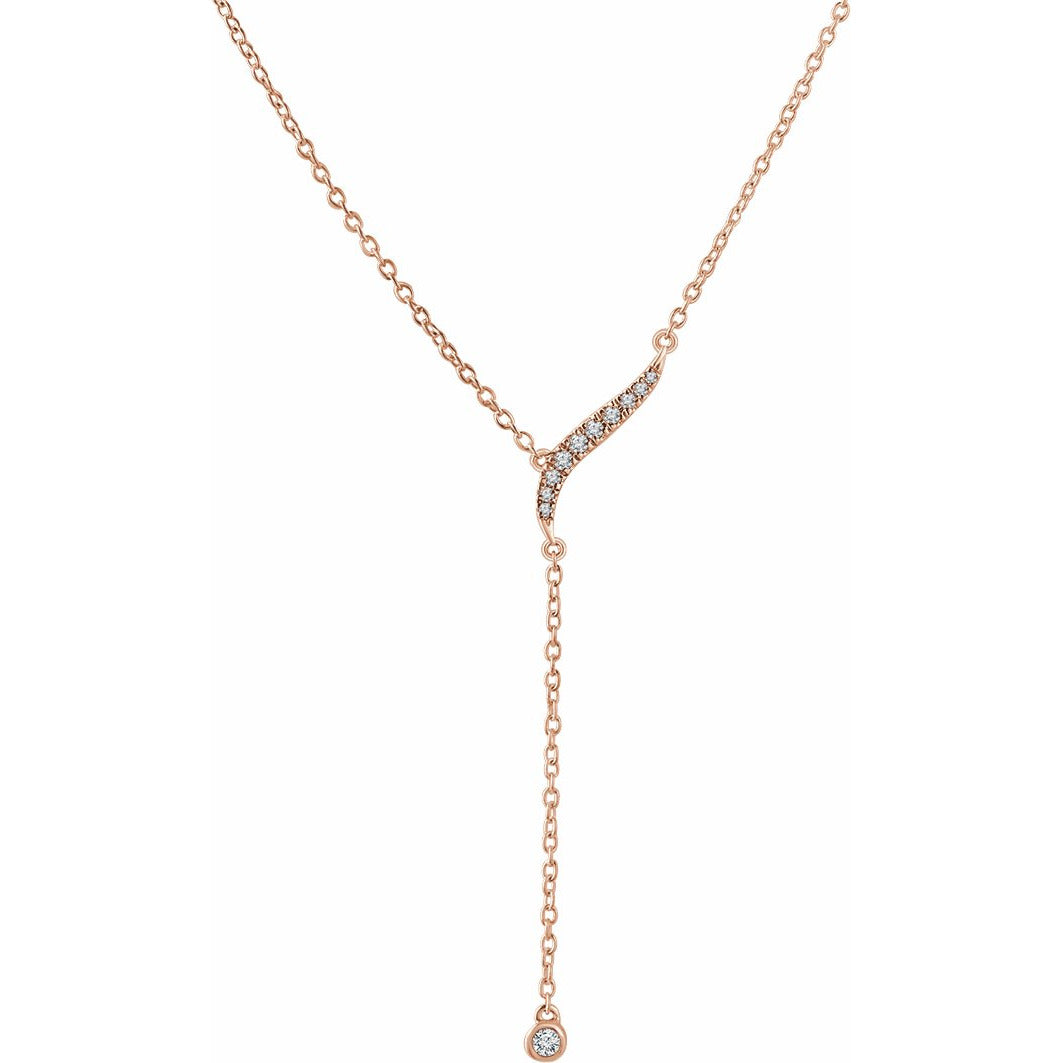14K Rose 1/10 CTW Diamond Y 16-18 Necklace