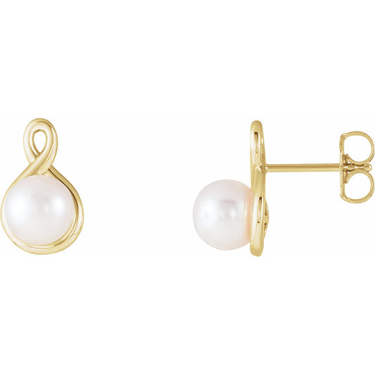 14K Yellow Pearl Earrings