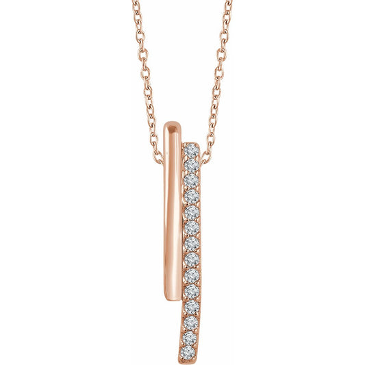 14K Rose 1/5 CTW Diamond 16-18 Bar Necklace