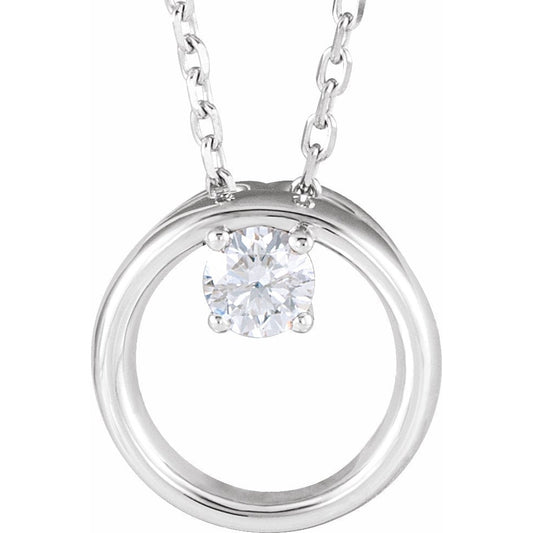 14K White 1/10 CTW Diamond Circle 16-18 Necklace