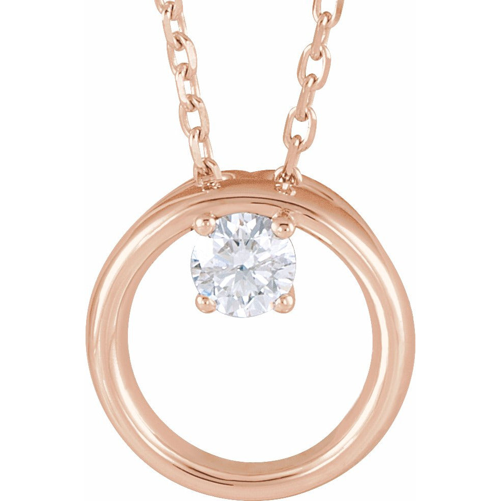 14K Rose 1/10 CTW Diamond Circle 16-18 Necklace