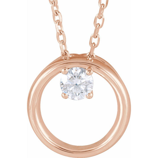 14K Rose 1/10 CTW Diamond Circle 16-18 Necklace